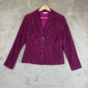 Cabi Jacket Womens 2 Purple Lace Long Sleeve Button Front Lined Blazer- 2386*